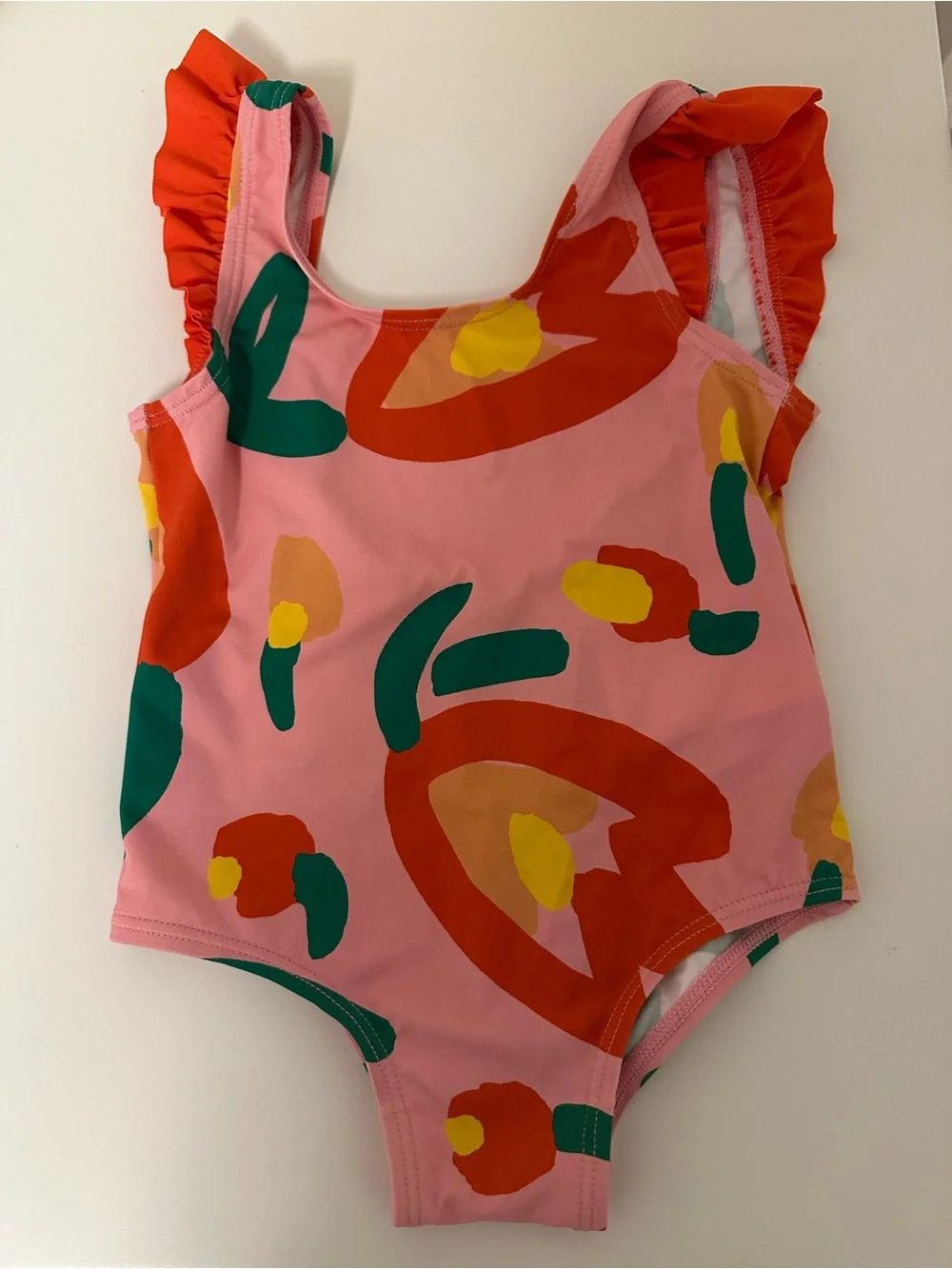 Stella McCartney Pink Floral One-Piece Swimsuit with Ruffle Straps